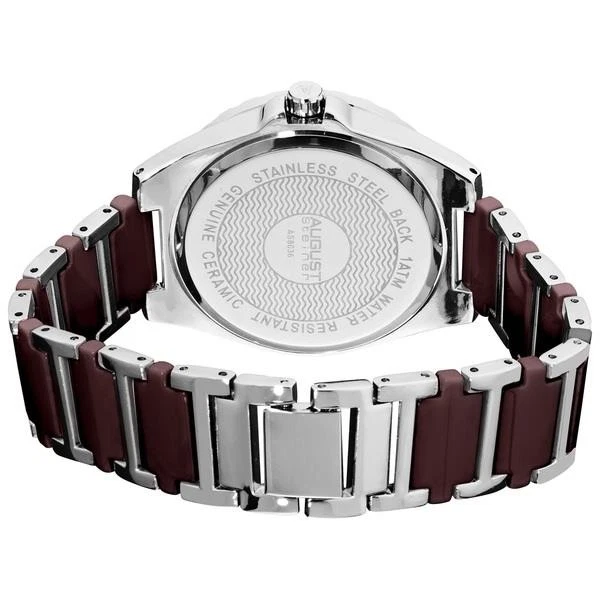 Reloj para mujer August Steiner AS8036BR bisel de cristal eslabón de cerámica marrón plateado Foto 2 de 4