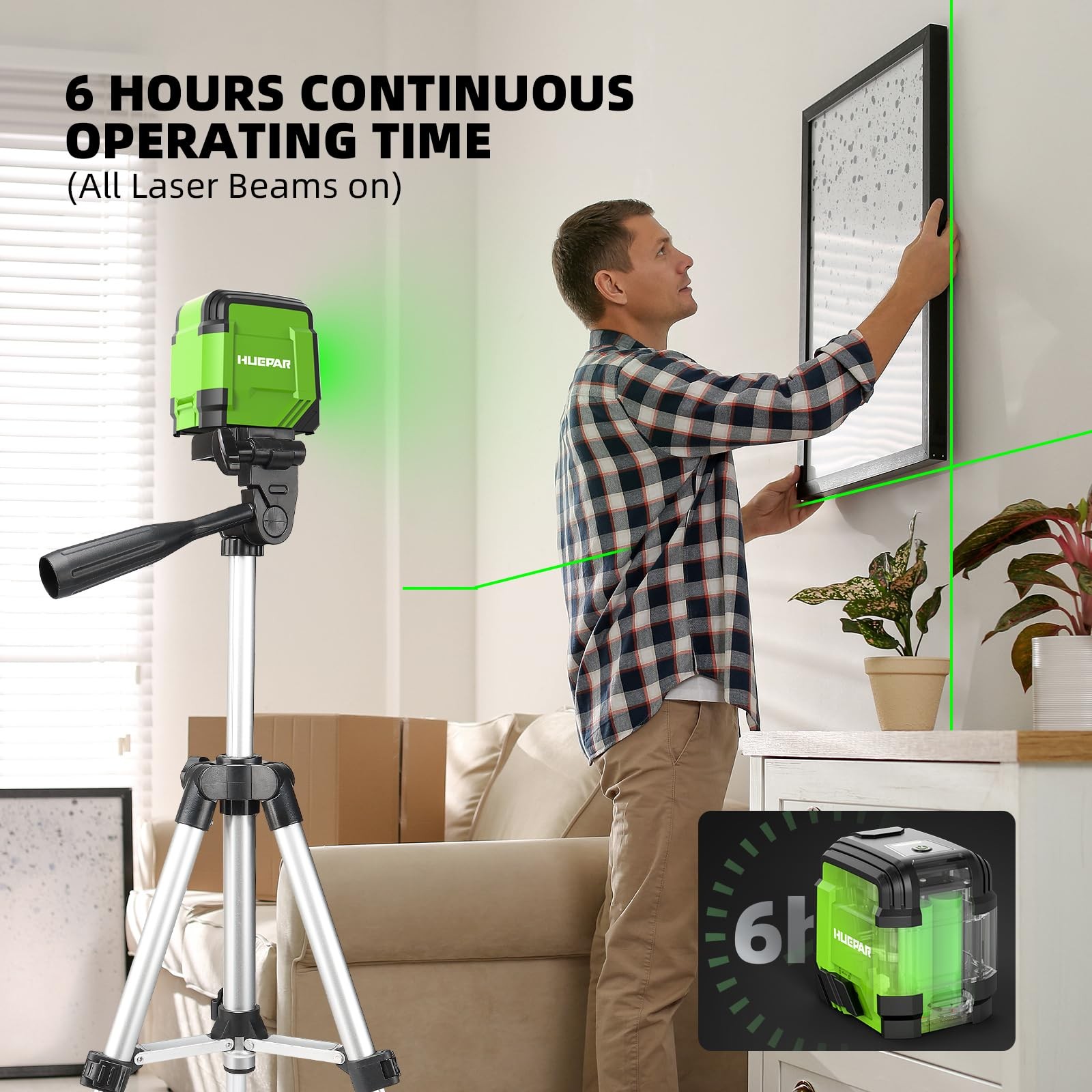 Laser Level with Tripod, 98Ft Self Leveling Laser Level Green Line Laser Cros...