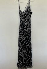 Vintage Y2K SCALA 100 Silk Floor Length Beaded Dress Large Prom Formal Gown