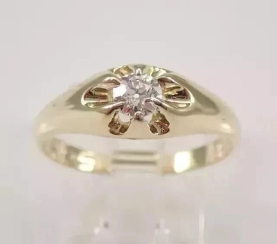 2.00 Ct Round Cut Moissanite Solitaire Engagement Ring 14K Yellow Gold Plated