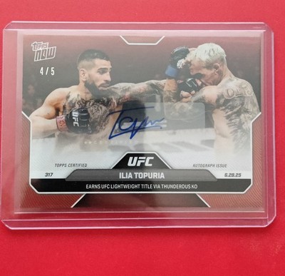 2025 Topps Now UFC Ilia Topuria #18B Red Foil /5 Auto SP Historic Moment!