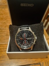Seiko Chronograph 100m 42mm 7T92-0NY0 Quartz Black Dial Steel Case Box Unworn