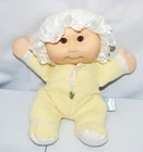 Vintage 90's Cabbage Patch Kid Babyland Rattle Doll Soft Plush Doll Yellow.