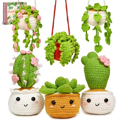 Crochet Kit for Beginners: Amigurumi Starter Set with Video Tutorials, 6 Plants