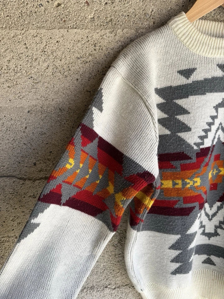 Vintage 70s Pendleton Chief Joseph Wool Aztec Print Sweater Crewneck Mens Size M - Image 2 of 4