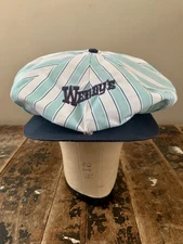 Vintage Embroidered Wendy’s Fast Food Official Restaurant Striped Uniform Hat
