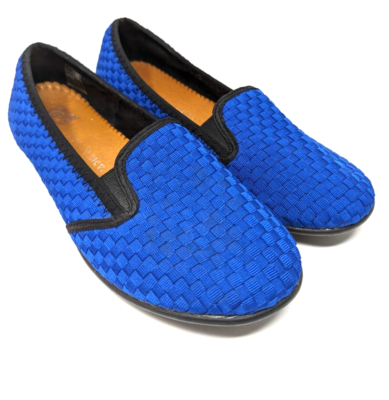 Bernie Mev BM Catwalk Shoes Flats Womans 39 Blue Woven Textile Comfort Slip  On