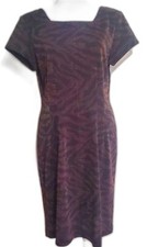 J Stevens by Carol Escritor vtg 90s Brown sparkle animal print Sheath dress 10