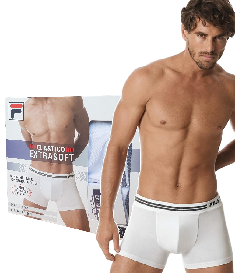 Boxer Uomo 2 pezzi bipack elastico EXTRA SOFT FILA F01BQ Intimo stretch Cotton