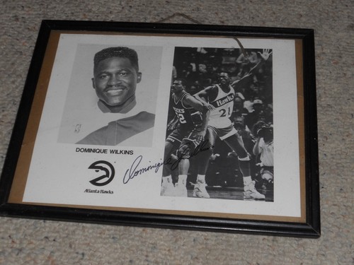 1980's Dominique Wilkins Signed Autograph 11x8.5 Framed ROOKIE Photo-Team Issue!