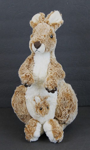 Fiesta Toys Kangaroo Plush Mother Baby Joey Stuffed Animal 14" Brown Tan A41699
