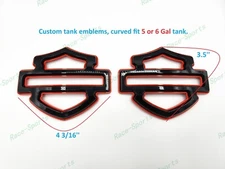 2Pcs Set Gloss Black Orange Double Layer Harley CVO Custom Tank Emblems Badges