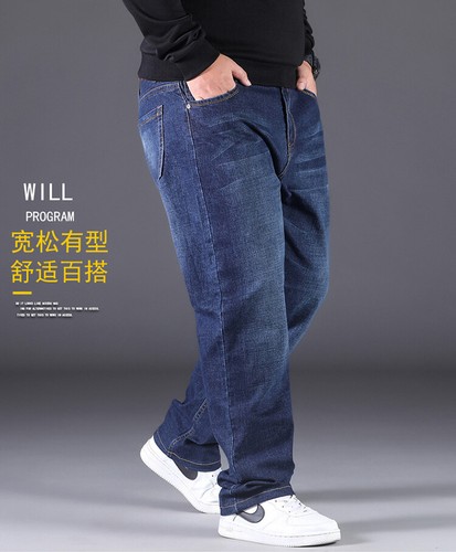 Men's Baggy Jeans Denim Pants Trousers All Size 28-40 42 44 46 48 50 Black Blue - Picture 13 of 14