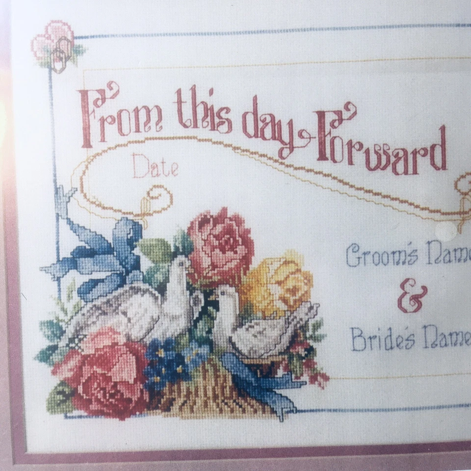 Muestrario de boda Bernat Doves punto de cruz contado 95-4216-00 1992 vintage sellado Foto 2 de 4