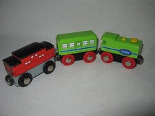 TRAIN ENGINE & CARGO CARRIAGES Wooden Train Track Set ( fit Brio Thomas ) NV22