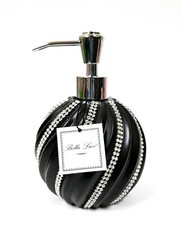 NEW BELLA LUX BLACK 3D TEXTURE CERAMIC SPHERE CRYSTAL SOAP DISPENSER,SILVER PUMP