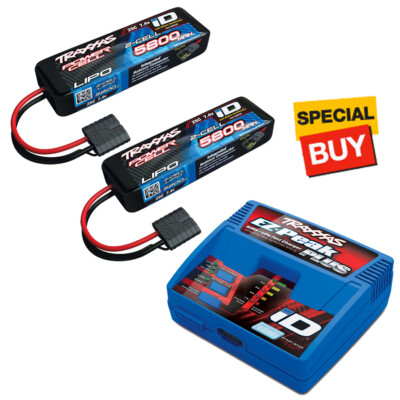 Traxxas 2S 7.4V 5800mAh 25C LiPo Battery (2) w/ EZ-Peak Plus Fast Charger
