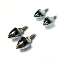 Set 4 Universal Chrome License Plate Bullet Fasteners Bolts Screws