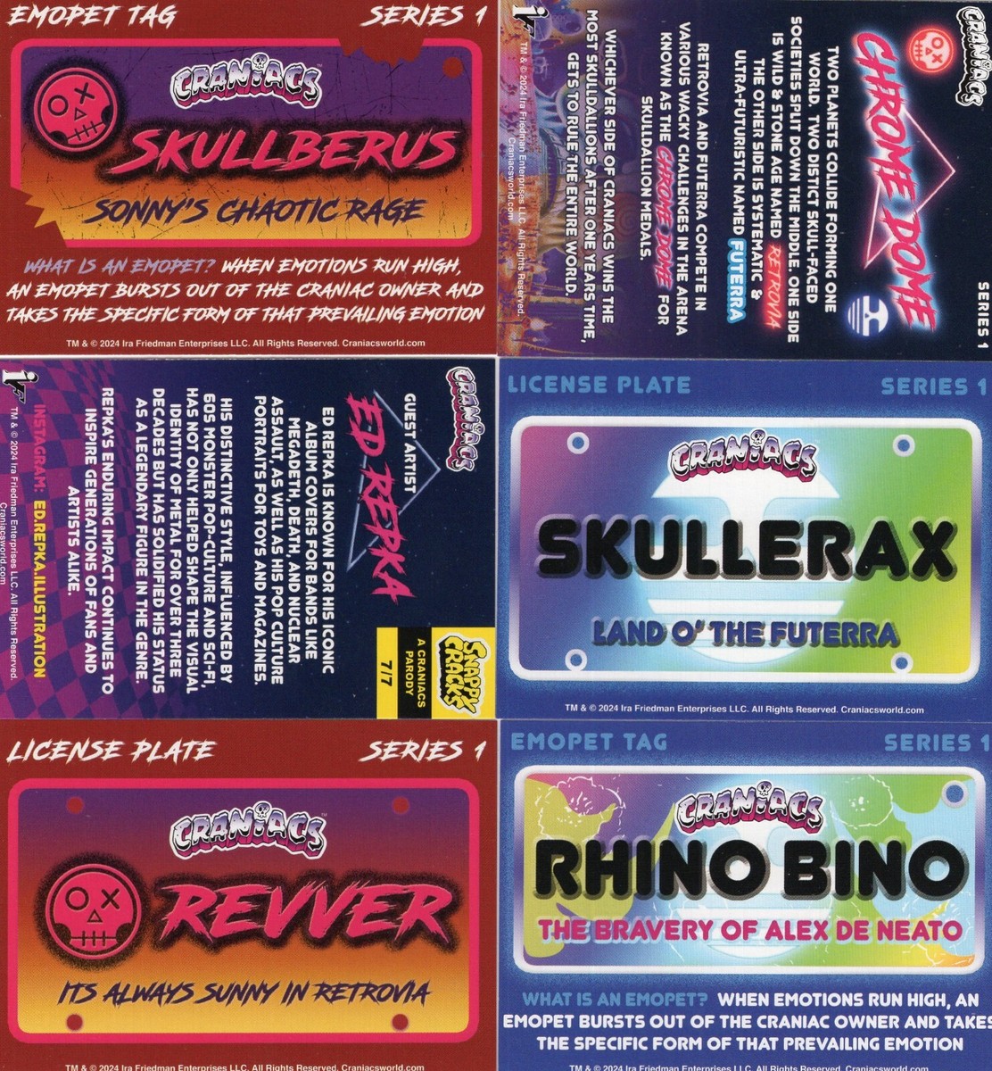 2024 Craniacs Series 1 Trading Cards - Base & Foil Chrome Joe