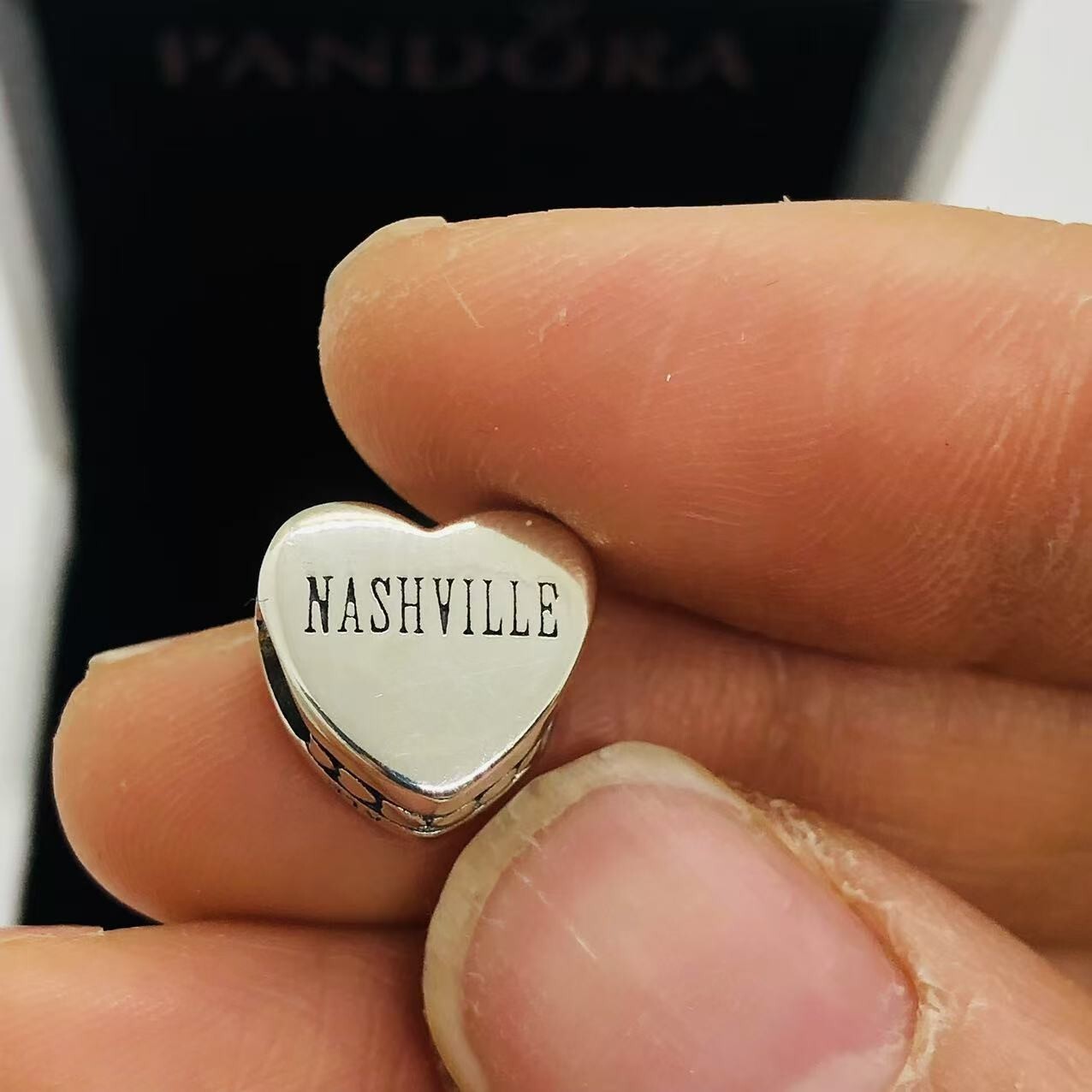 Pandora Nashville Exclusive S925 Sterling Silver Charm Bead with Gift Box