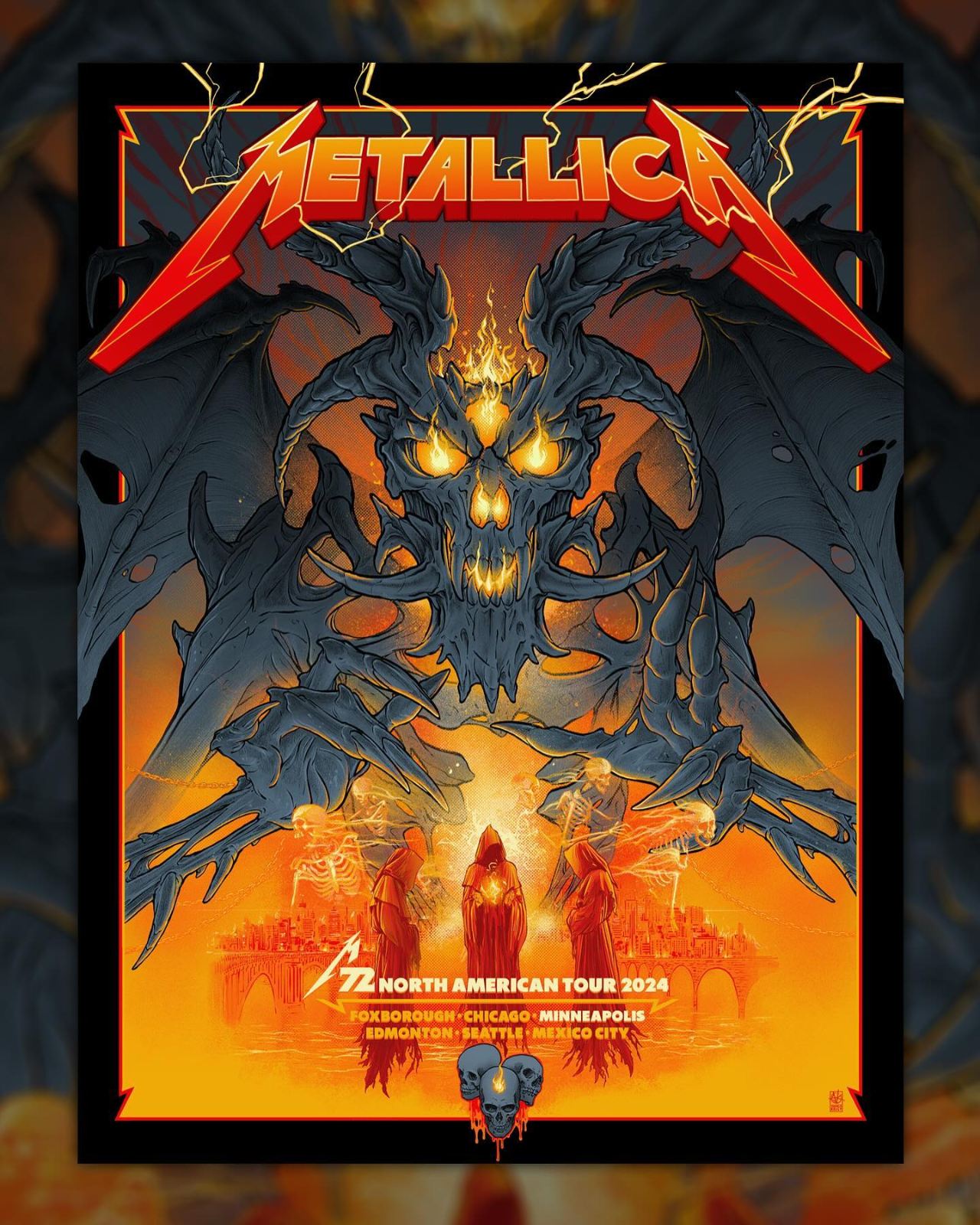 METALLICA M72 Mexico City Tour 2024 Poster 18x24 inch Free Shipping