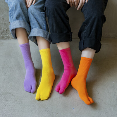 5 Paar Damen Solide Tabi Split Zwei Zehensocken Japanisch Geta Strümpfe Bequem