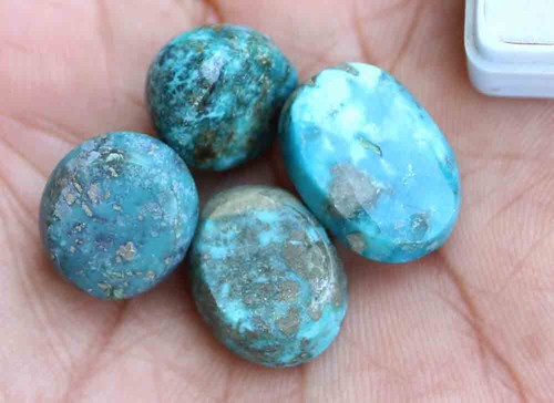 63.80 Ct. 15*19.5 Mm Natural Oval Cabochon Kingman Blue Turquoise Loose Gemstone - Picture 2 of 4
