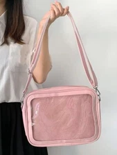 Japanese Lolita Shoulder Handbag Girl PU Ita Bag Transparent Crossbody Anime Bag