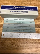 Lot Of 5 Assorted Gesswein Finishing Stones Blue OIL STONE 100 150 220 400 600