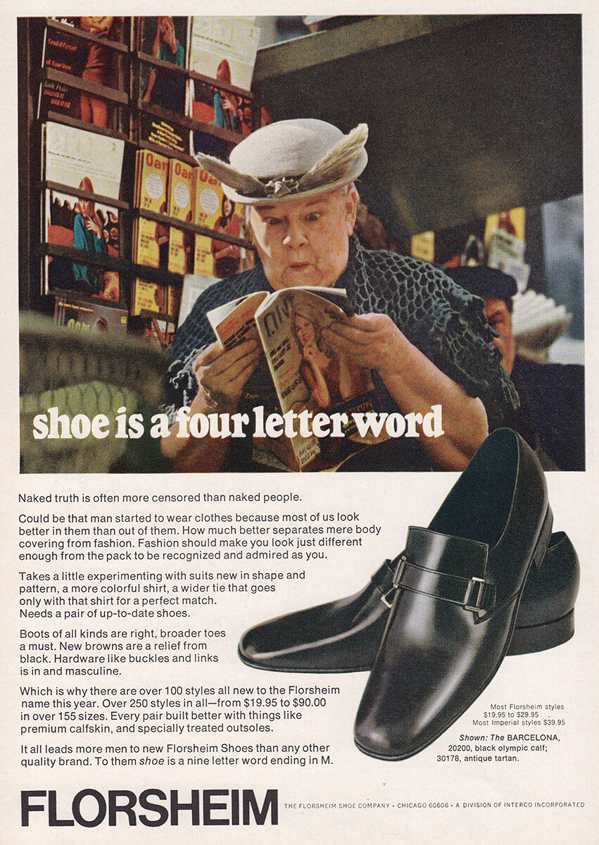 1969 Florsheim: Shoe Is a Four Letter Word Vintage Print Ad | eBay