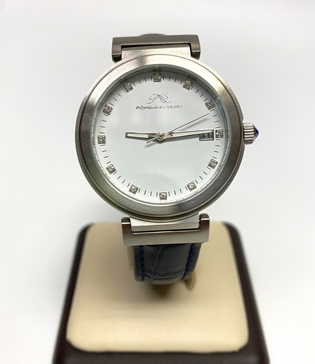 Porsamo Bleu Dahlia Leather Watch. Porsamo Bleu Dahlia Luxury Crystal Hour Markers Women main image 4