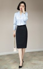 Office Pencil Skirts for Women Size 2-14 Knee Length High Waist Stretch Twill