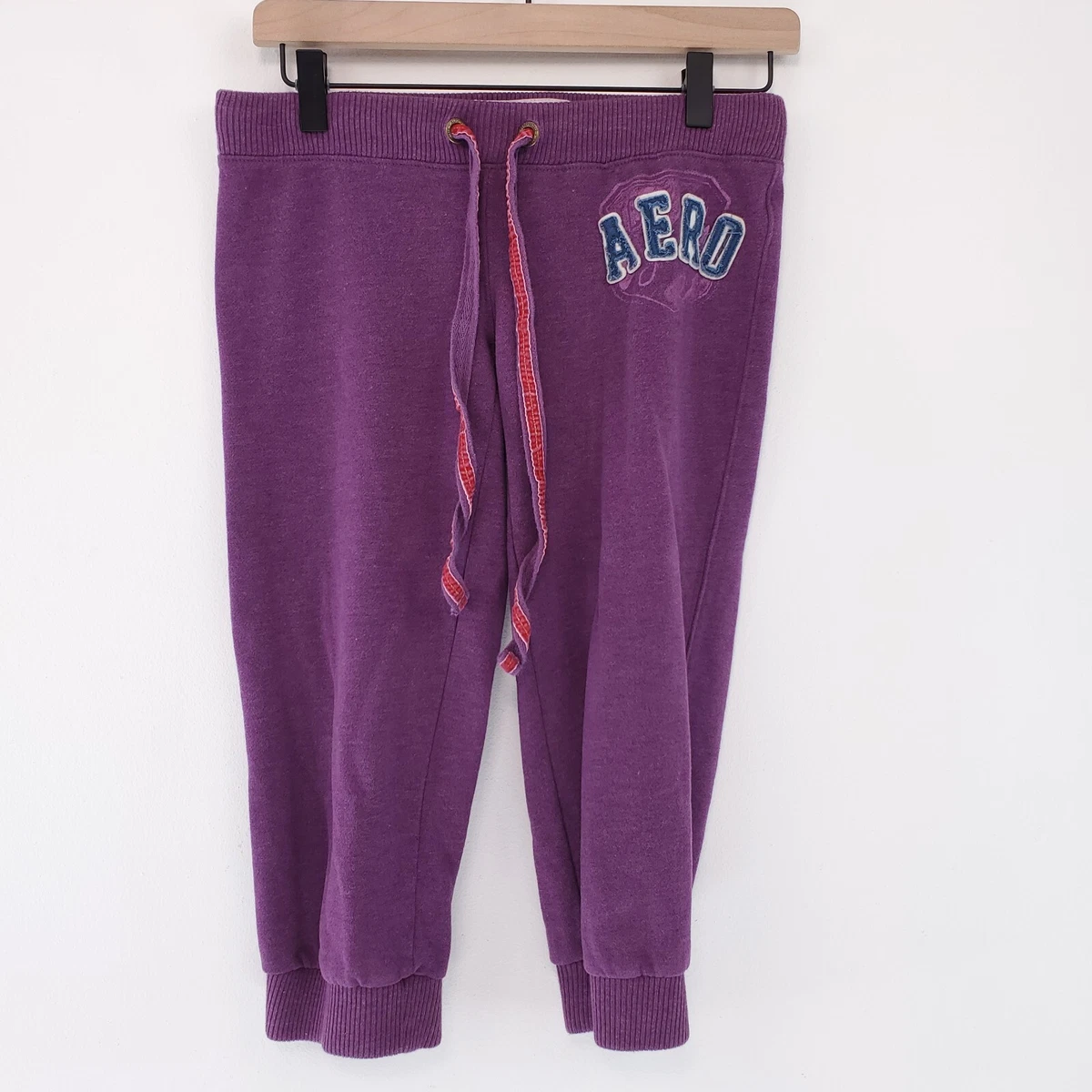 Aeropostale Cotton Capri Sweatpants XS Purple Womens Logo