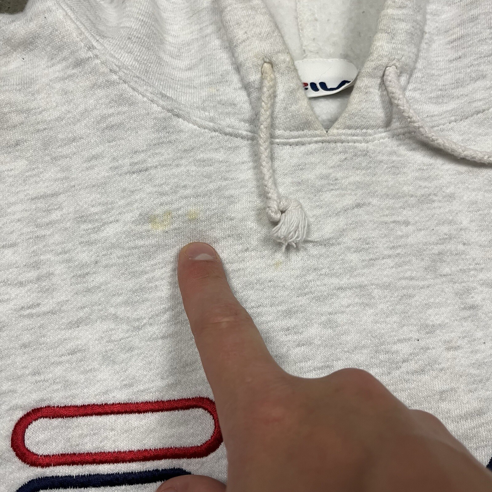 Felpa con cappuccio vintage anni 90 Fila made in USA grigia L