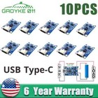 10PCS Type-C USB 5V 1A 18650 TP4056 Lithium Battery Charging Board Charger US