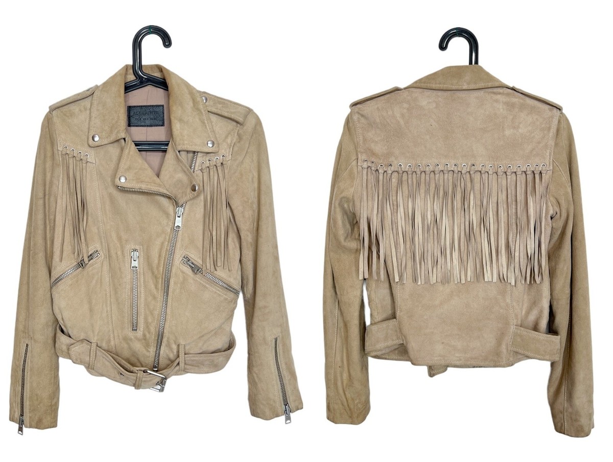 ジャケット・アウター ALLSAINTS BALFERN LEATHER BIKER JACKET ALLSAINTS Tassel Balfern Biker Leather Jacket Dusty Pink