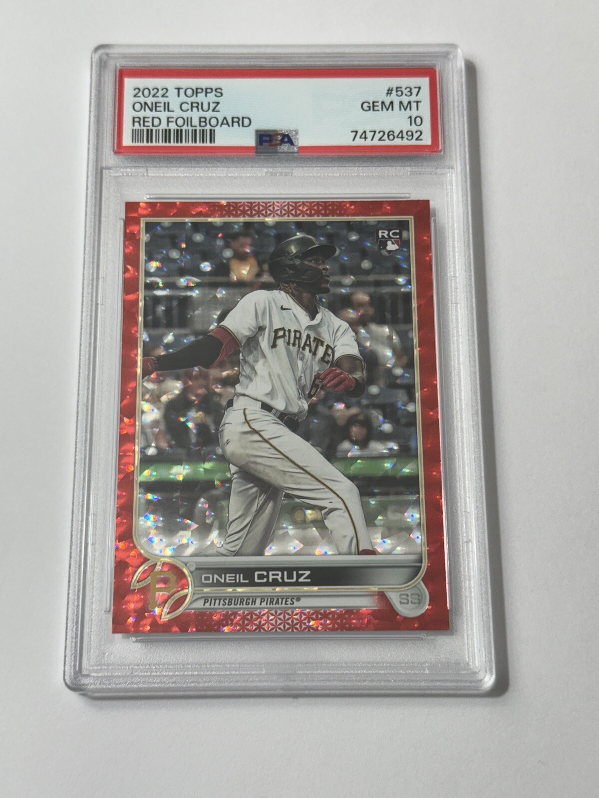 2022 Topps O’Neil Cruz Red Foilboard PSA 10 /199 Rookie Card RC #537 (POP 10)