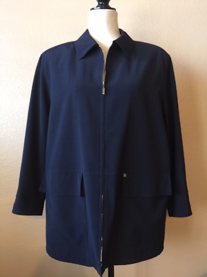 Basler Sport Navy Fully Lined Zip Front Jacket Blazer Size 40 (US 14) NWOT
