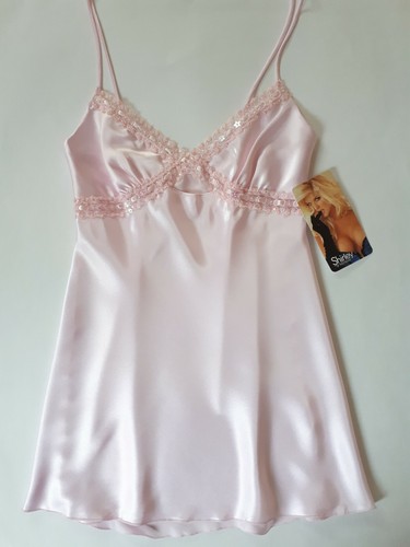 Shirley of Hollywood Pink Satin Chemise Sizes S L Designer Outlet Slip Nightie - Picture 2 of 5