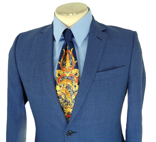 Authentic Gianni Versace Blue Pin Check Nailhead Tweed Sport Coat US 42 R New - Picture 8 of 16