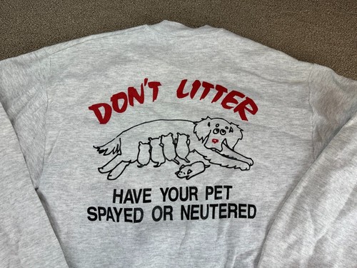 PUP Puppies Under Protection Sweatshirt Crewneck Cray Spay Neuter Dogs Pet VTG