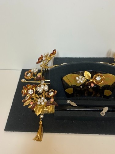 Japón kanzashi accesorios para el cabello flores manualidades pin y conjunto de adornos para el cabello Kushi - Imagen 11 de 17