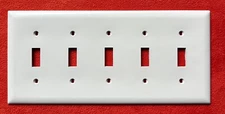 PASS and SEYMOUR WHITE 5-GANG TOGGLE SWITCH COVER WALLPLATE SWITCHPLATE SP5