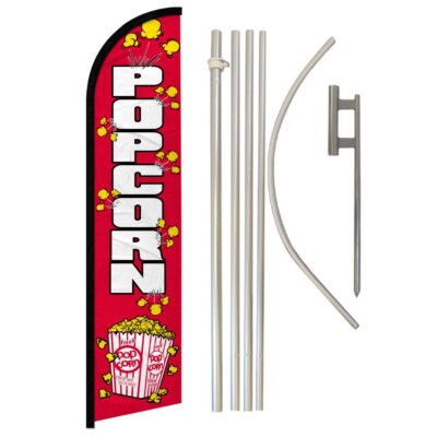 Popcorn Windless Banner Swooper Advertising Flag Pole Kit Concessions Food