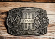 Vintage 1976 Telephone Industry Commemorative Belt Buckle Long Line Limited Edit