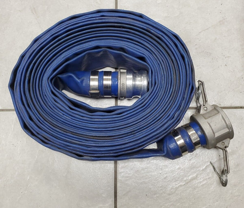 2" LIGHTWEIGHT DISCHARGE HOSE TUBE BLUE LAY FLAT PVC 50'