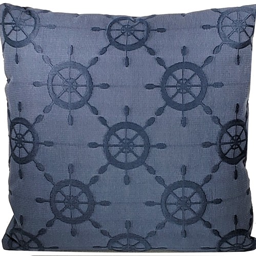 Waverly Ships Wheel Decorative Throw Pillow Cover in Navy 18'' Square - Picture 3 of 6