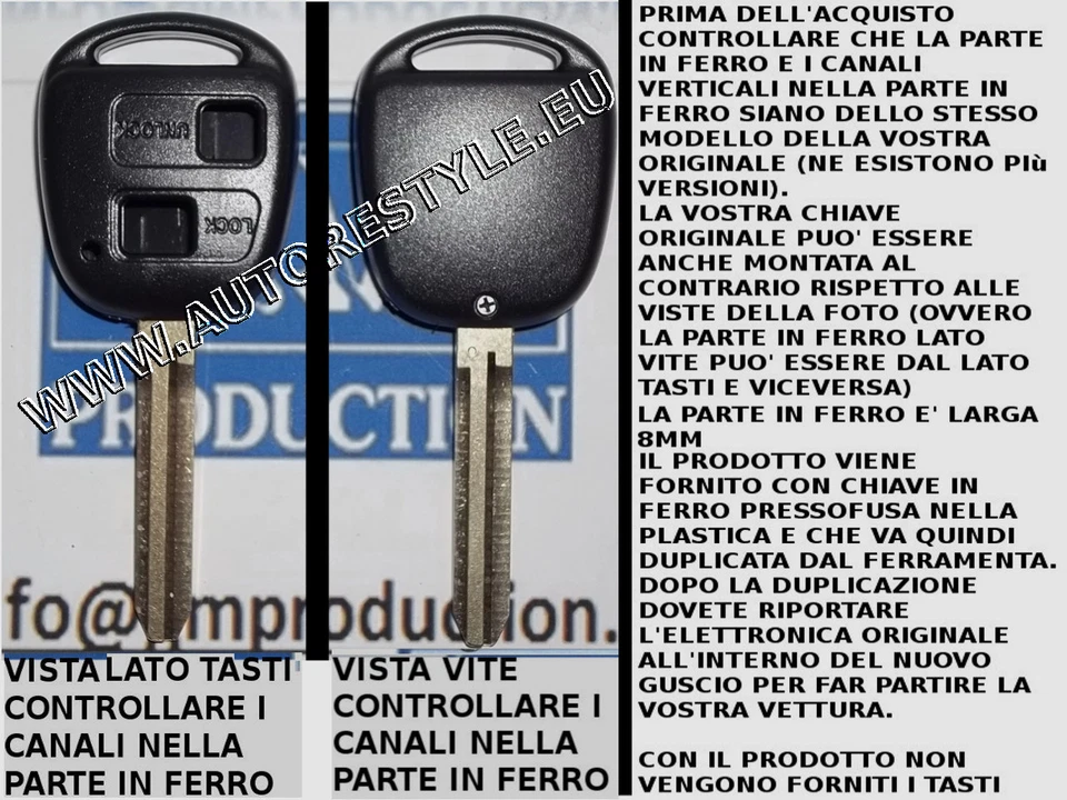 Llave Carcasa Cubierta KEY TOYOTA & LEXUS Sin Logo Con Cuchilla Ancha 8 Mm - Imagen 1 de 1