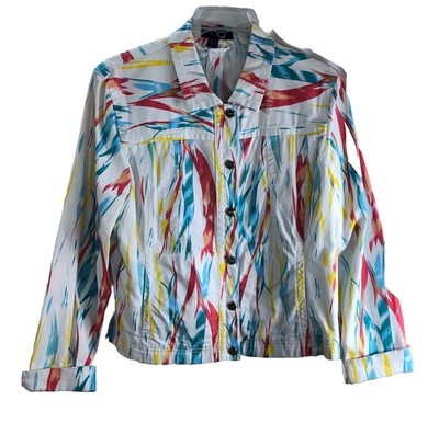 FDJ French Dressing Jacket Jeans Button Down Multi Abstract Women Size XL - NWT
