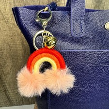 Macrame Rainbow Purse Charm Macrame Keychain NeW Red FAST SHIP Bag Flair